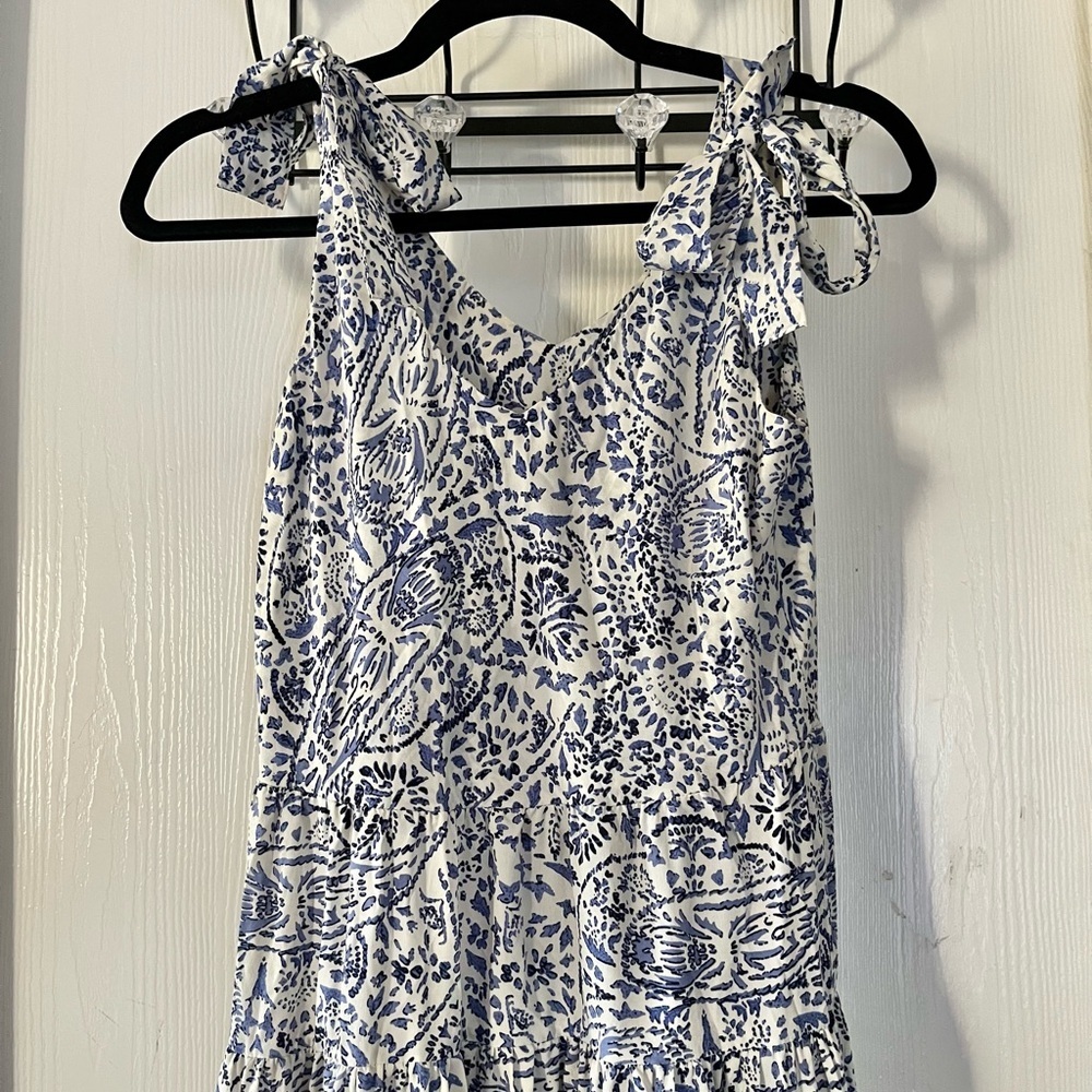 THML Blue and White Maxi Dress with Shoulder Ties - Picture 4 of 9